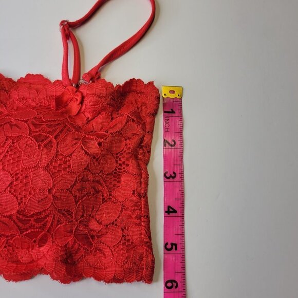 Sexy Red Bralette Crop Top Lace Bandeau Adjustable Straps Removable Pads - NEW - Picture 7 of 8